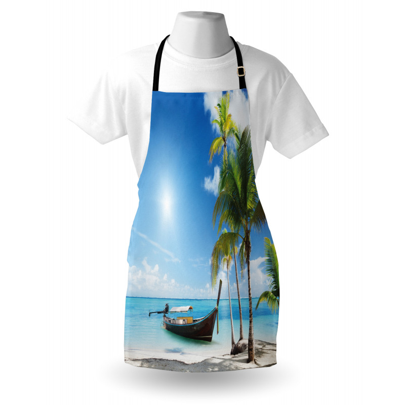 Wooden Boat on Exotic Beach Apron