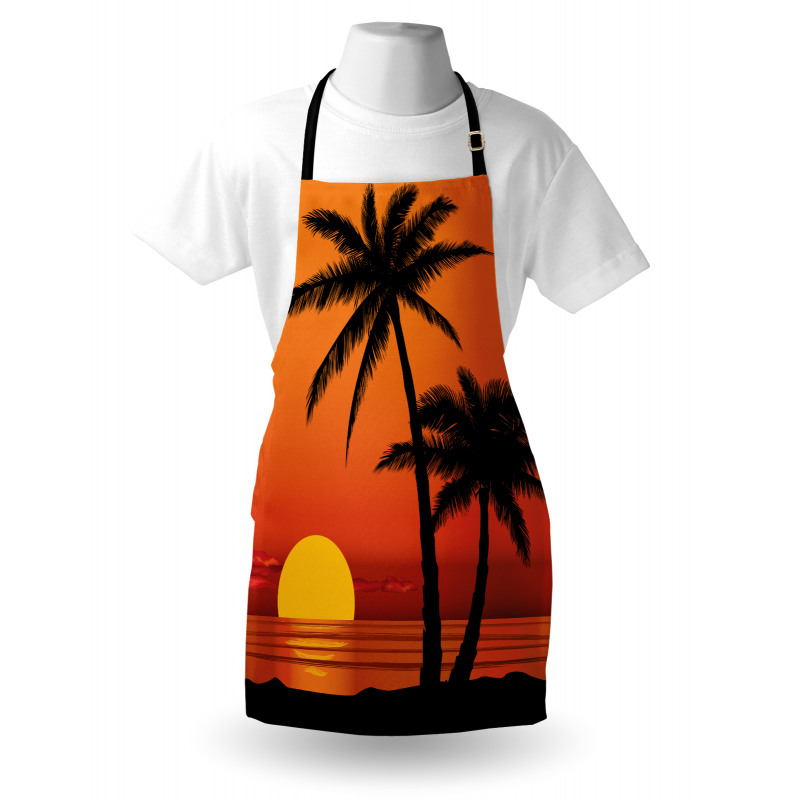 Orange Ombre Sunset and Trees Apron