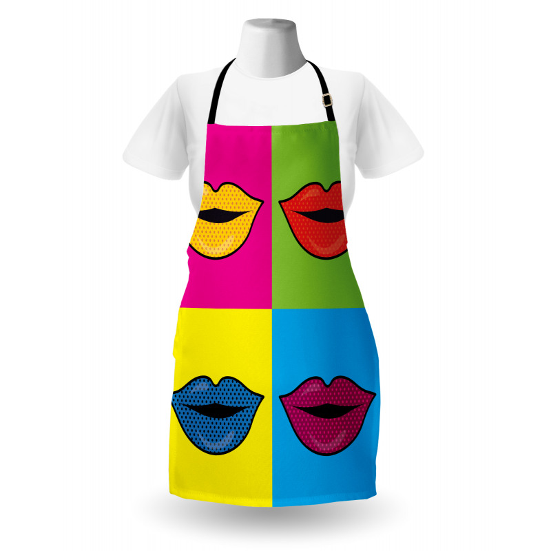Colored Lips in Squares Apron