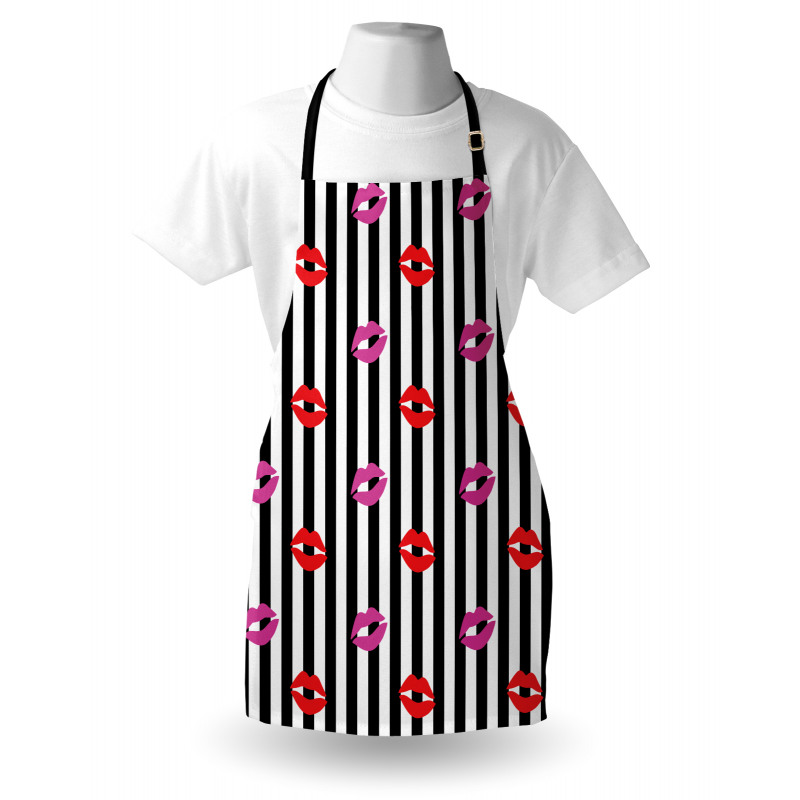 Lipstick Prints on Stripes Apron