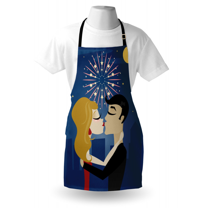 Couple Fireworks at Night Apron