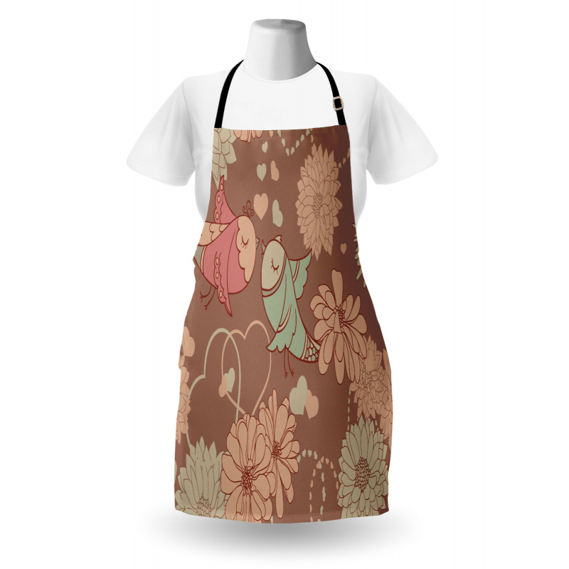 Vintage Birds Flowers Love Apron