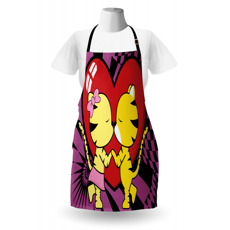 Cartoon Tigers Heart Apron