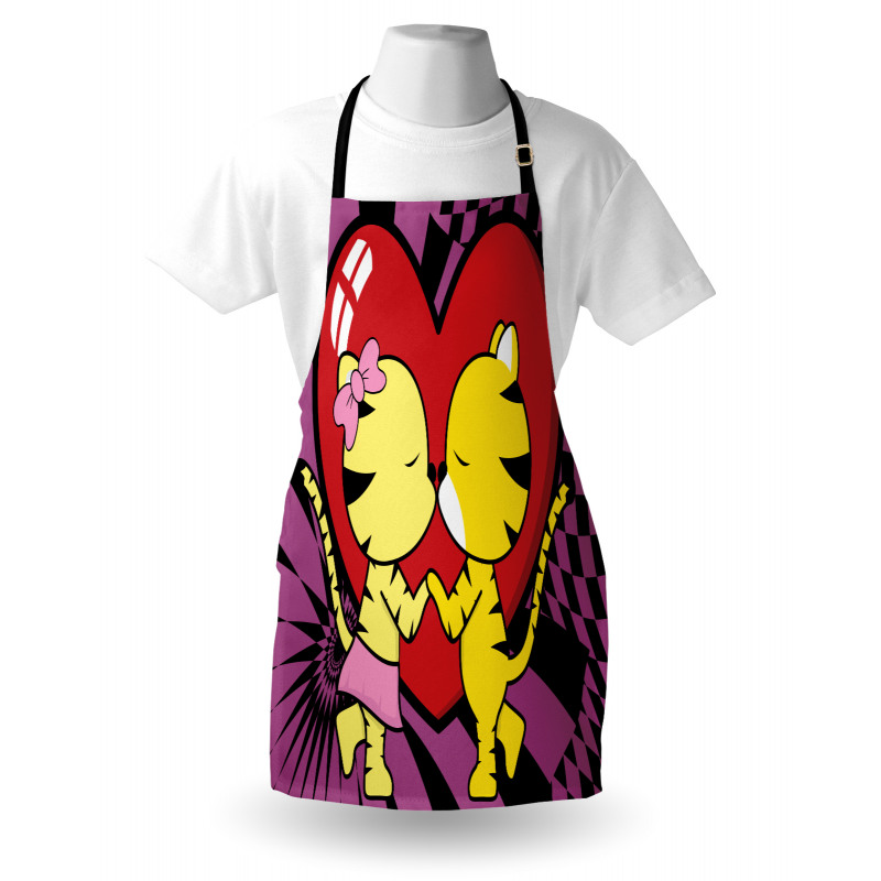 Cartoon Tigers Heart Apron