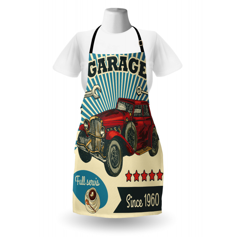 Retro Car Garage Art Apron