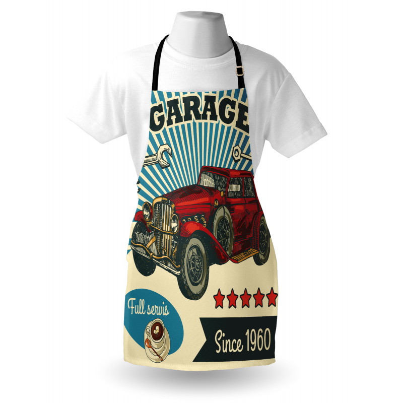 Retro Car Garage Art Apron