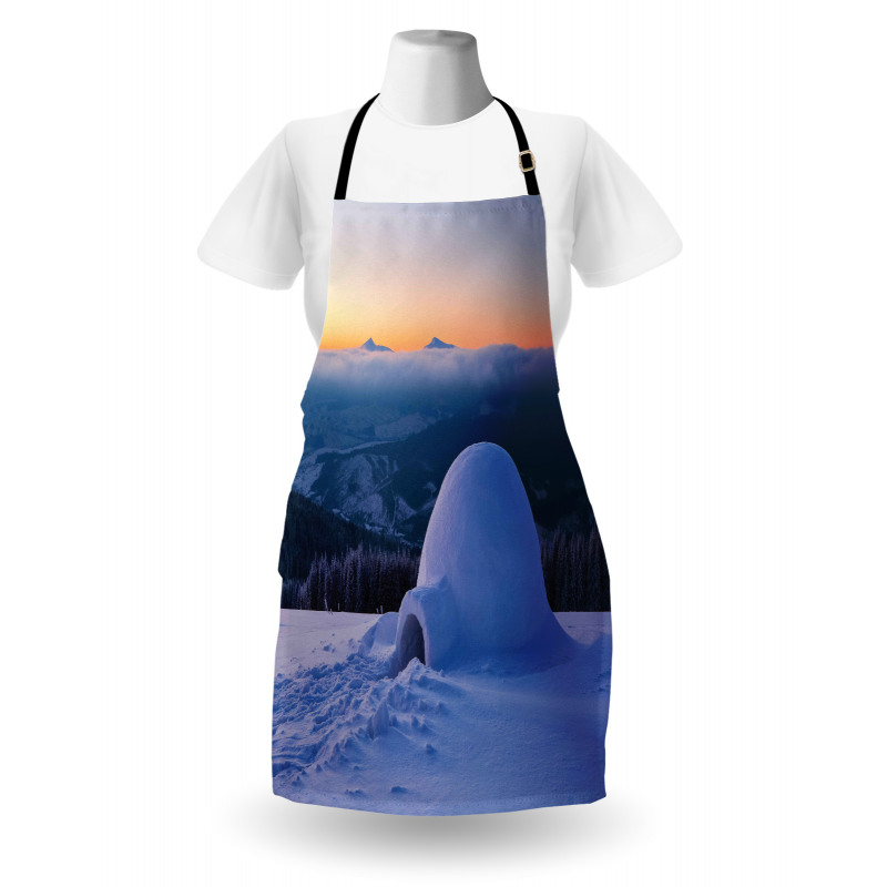 Huge Snowy Hut Apron