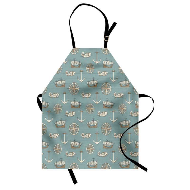 Retro Nautical Elements Art Apron