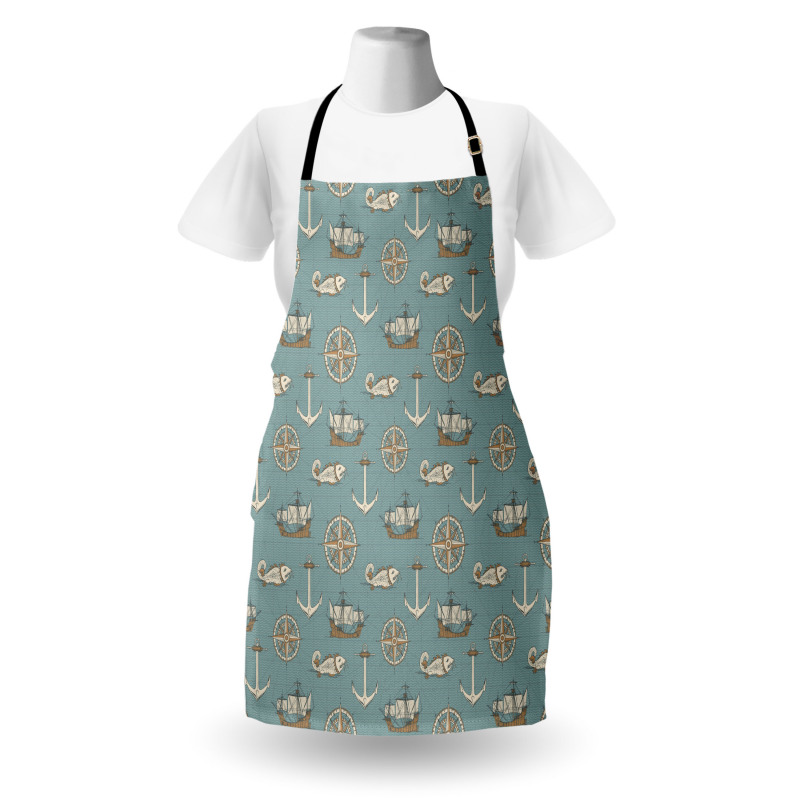 Retro Nautical Elements Art Apron