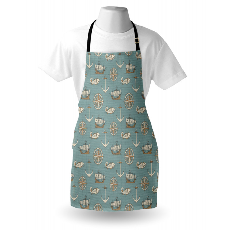 Retro Nautical Elements Art Apron