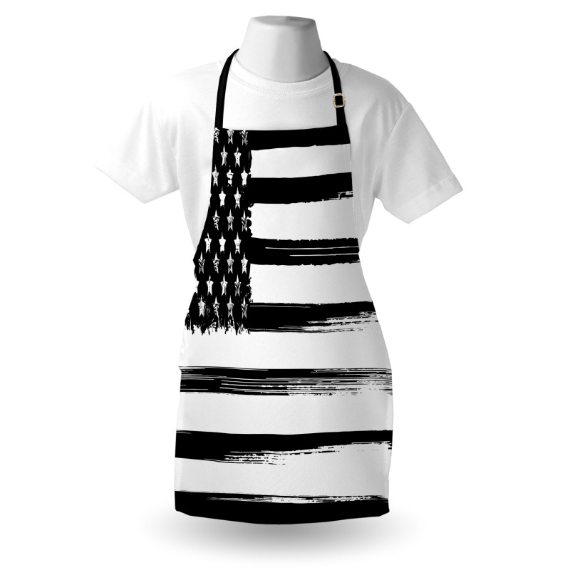 Grunge Monochrome USA Flag Apron