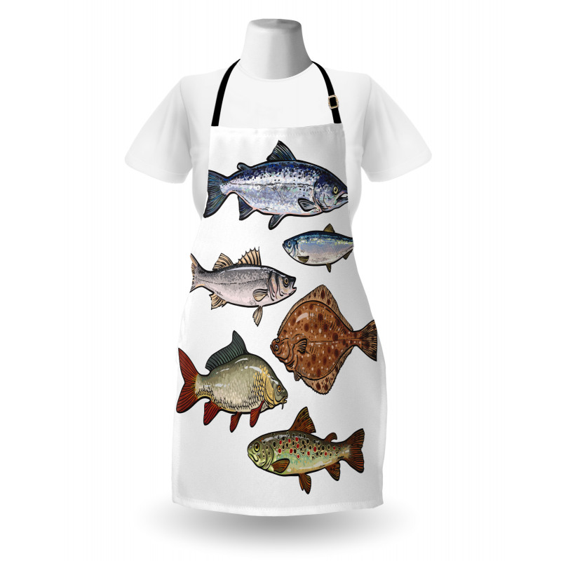 Drawn Various Species of Fish Apron