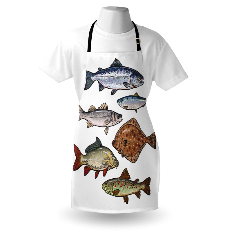 Drawn Various Species of Fish Apron