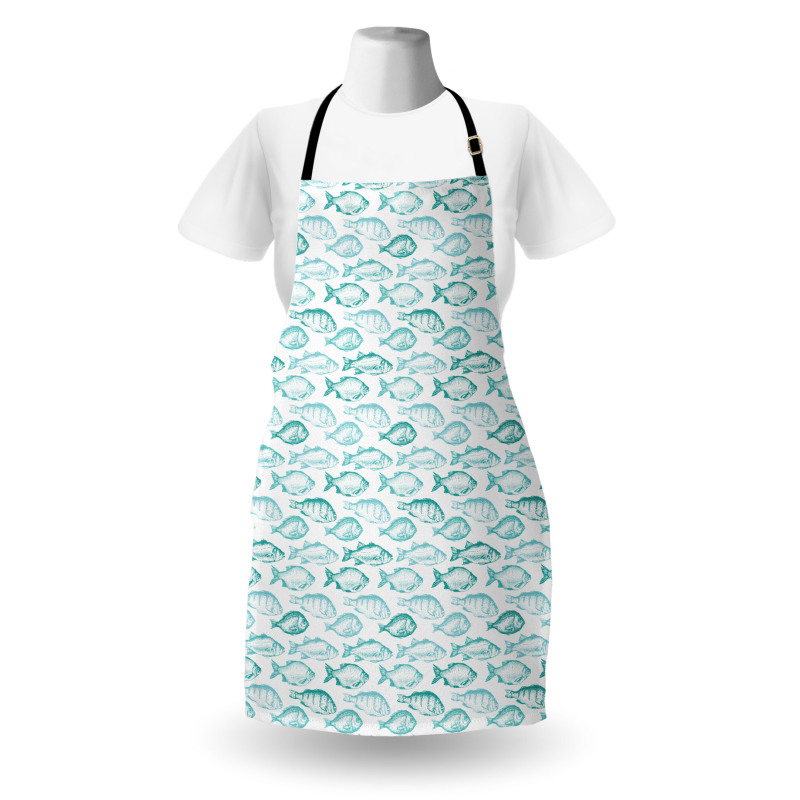 Sketchy Fish Breeds Pattern Apron