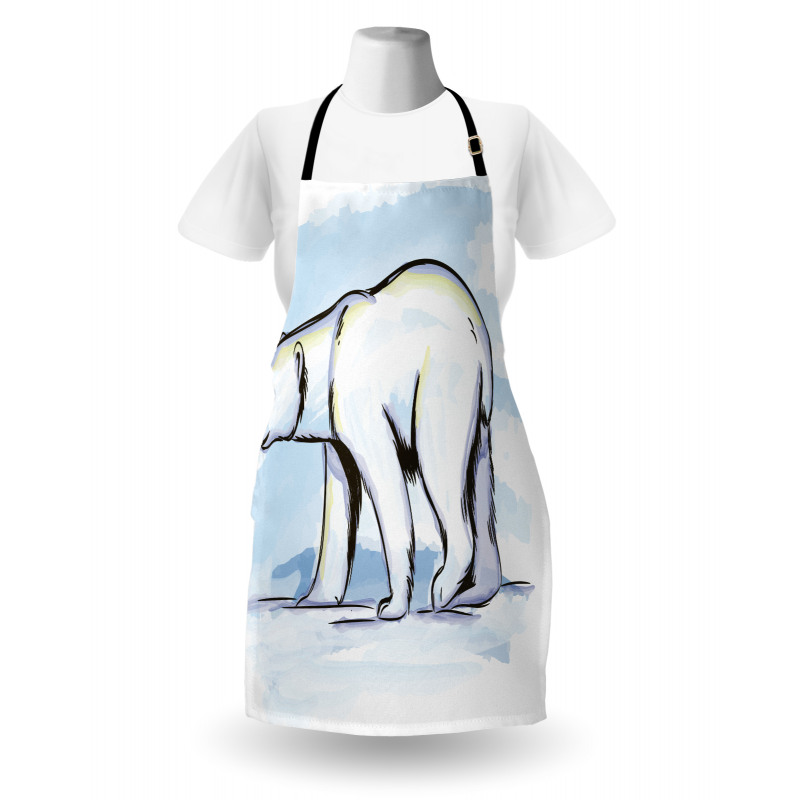 Pencil Sketch Polar Bear Apron