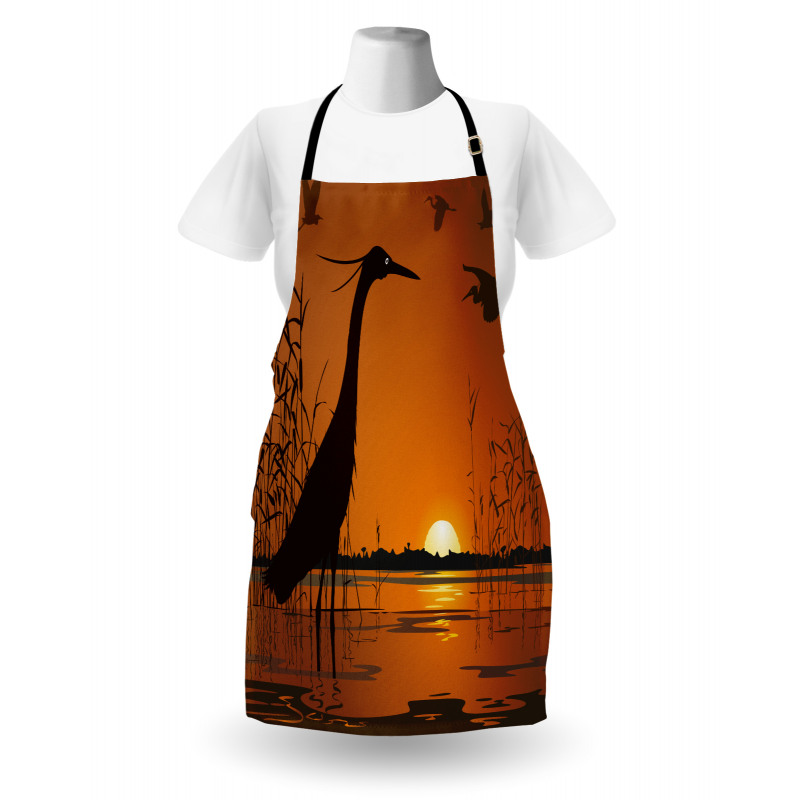 Bird Silhouettes Swamp Sunset Apron