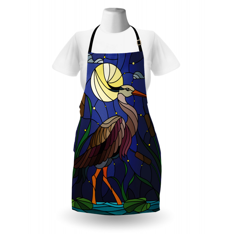 Stain Glass Brown Tone Heron Apron