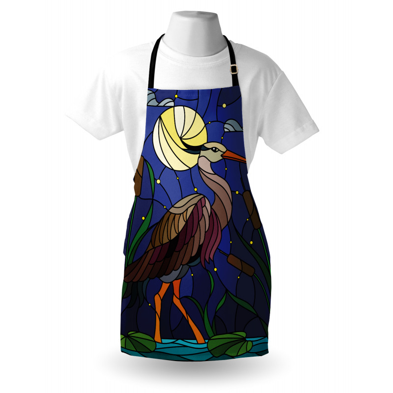 Stain Glass Brown Tone Heron Apron