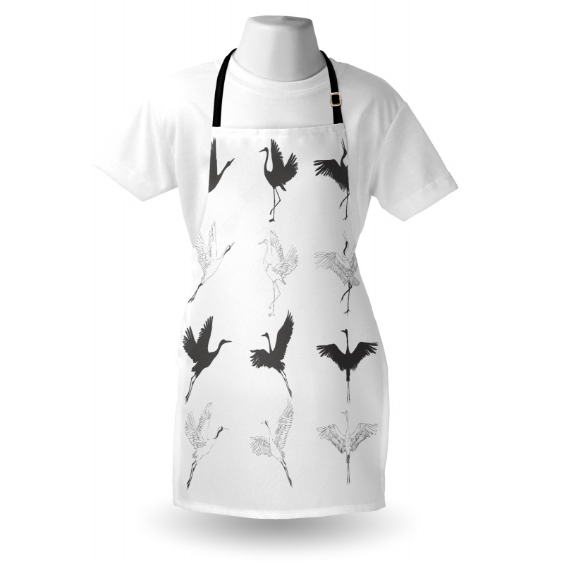 Greyscale Bird Different Side Apron