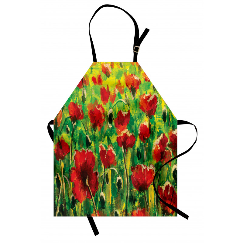 Poppies on Green Grass Apron