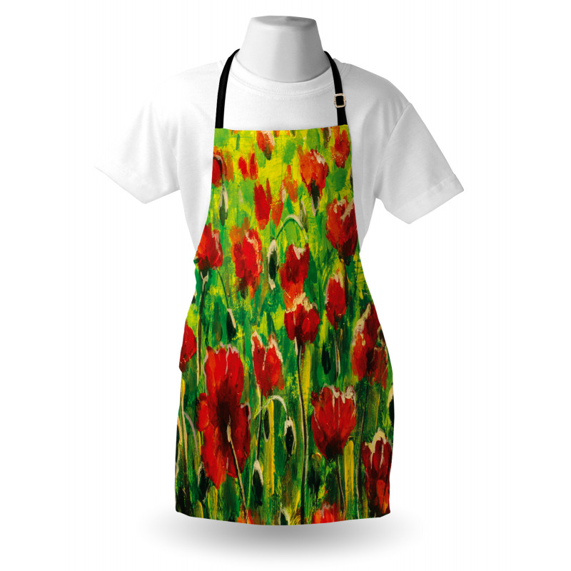 Poppies on Green Grass Apron