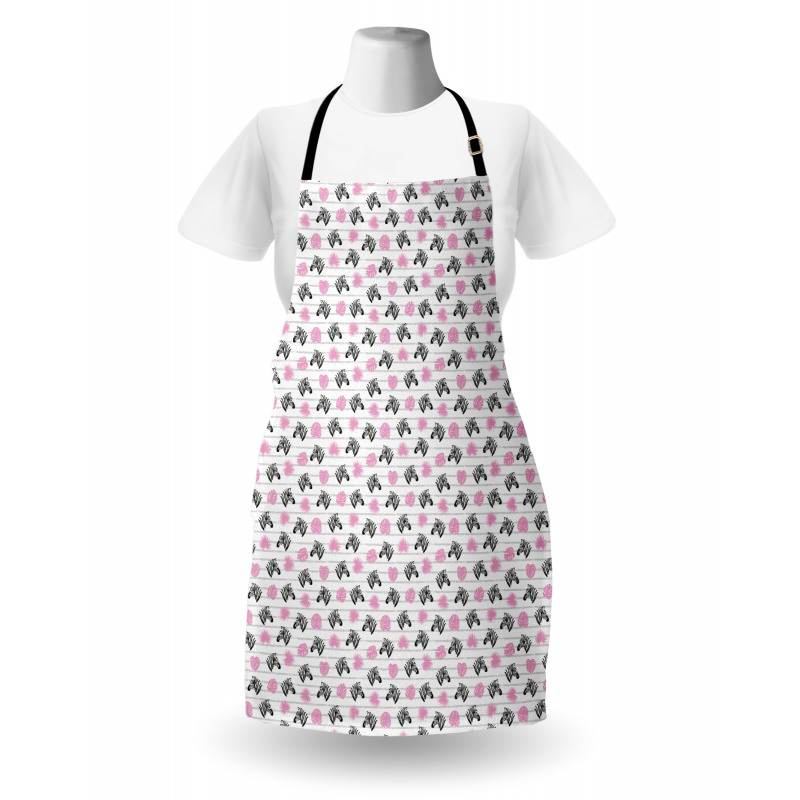 Zebra Silhouette Leafage Apron