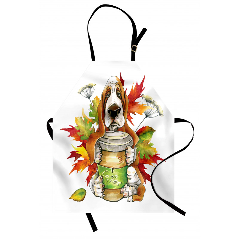 Dog Coffee Autumn Leaf Apron