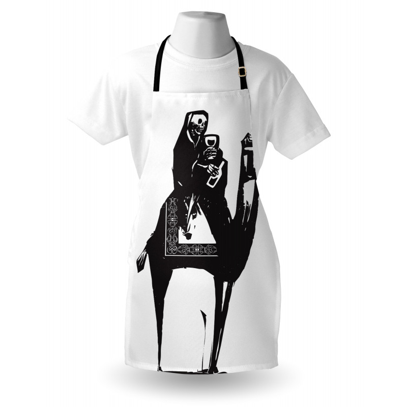 Death Drinks Wine on Camel Apron