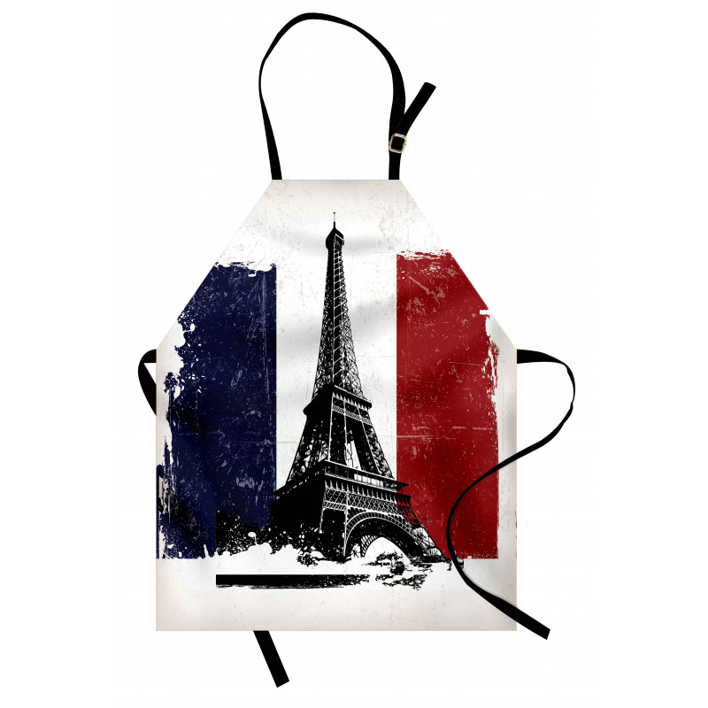 Grunge Flag Eiffel Tower Apron