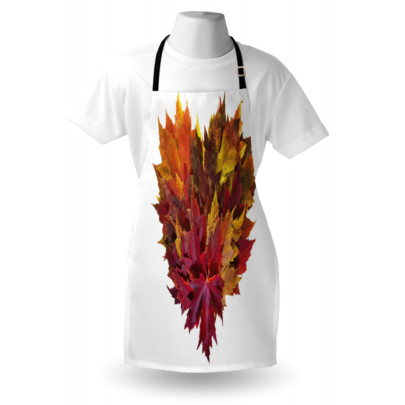 Aşk Mutfak Önlüğü Sonbahar Yaprakları ile Oluşturulmuş Kalp Şekli