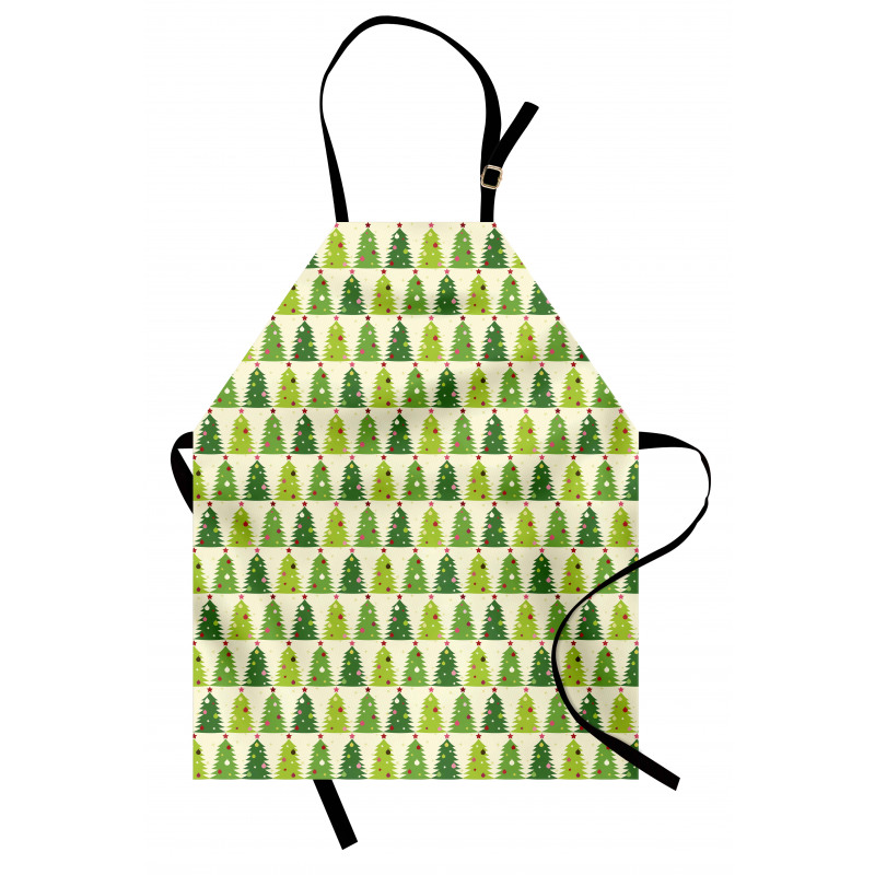 Yeni Yıl Mutfak Önlüğü Yeşilin Tonlarında Noel Ağacı Silüetleri