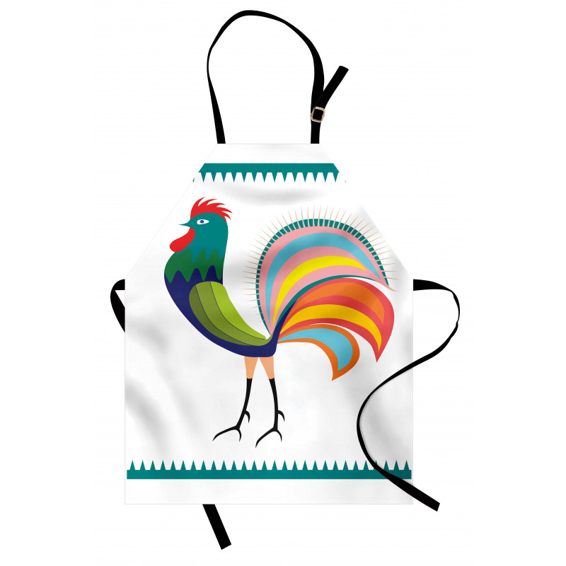 Vivid Polish Rooster Motif Apron