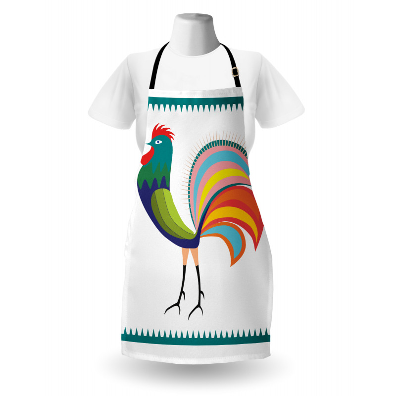 Vivid Polish Rooster Motif Apron