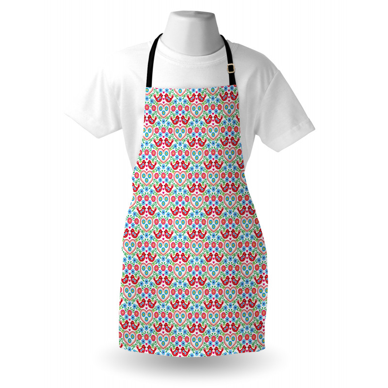 Flowers Birds and Hearts Apron