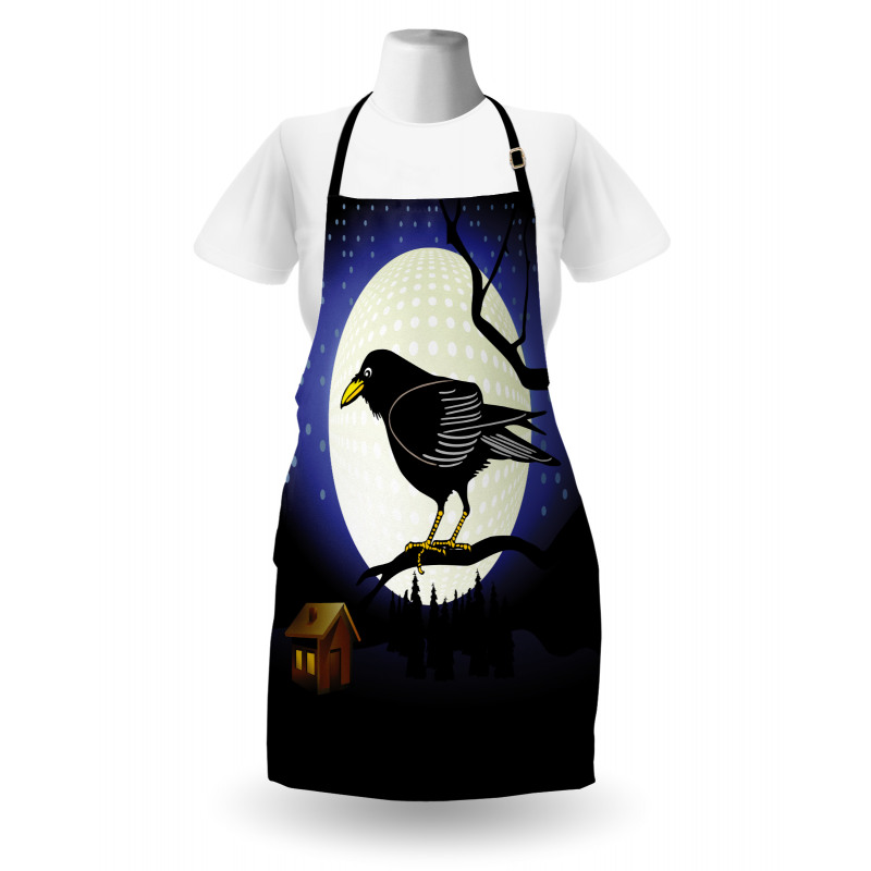 Full Moon Night Bird Apron