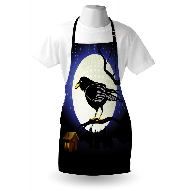 Full Moon Night Bird Apron