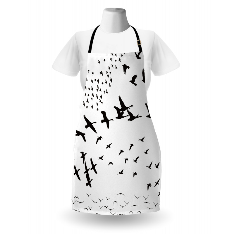 Monochrome Flying Birds Apron