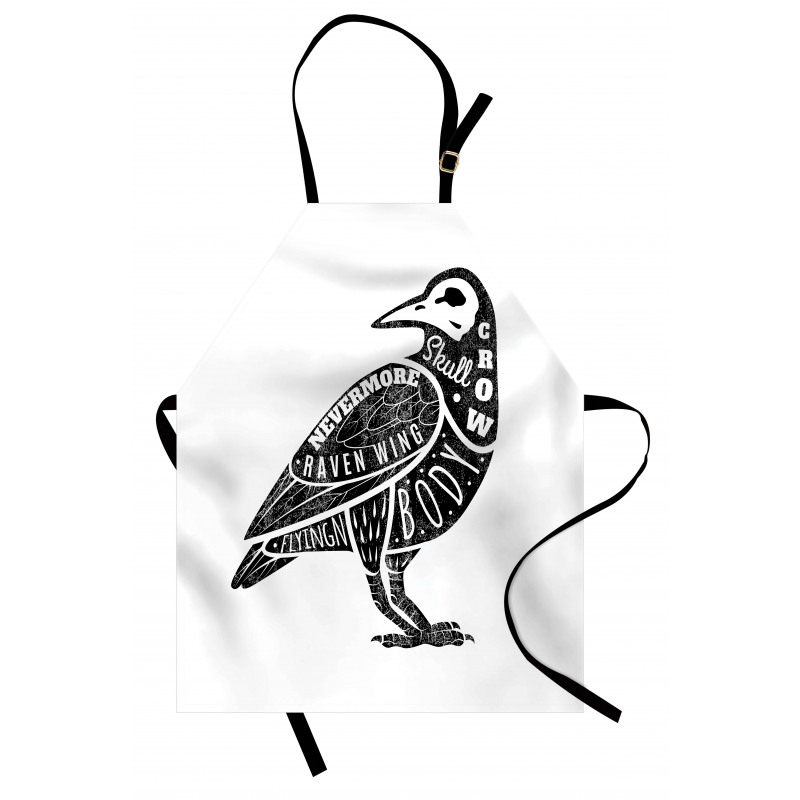 Gothic Bird Font Pattern Apron