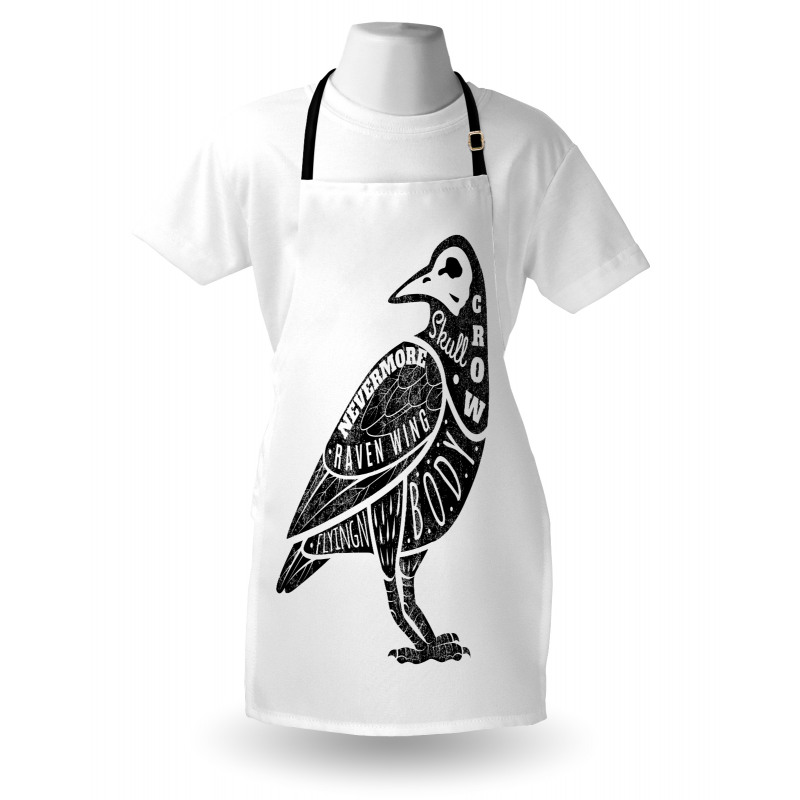 Gothic Bird Font Pattern Apron