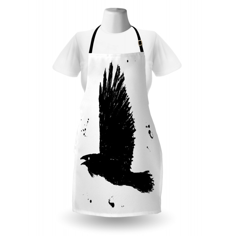 Gothic Ink Sketch Bird Apron