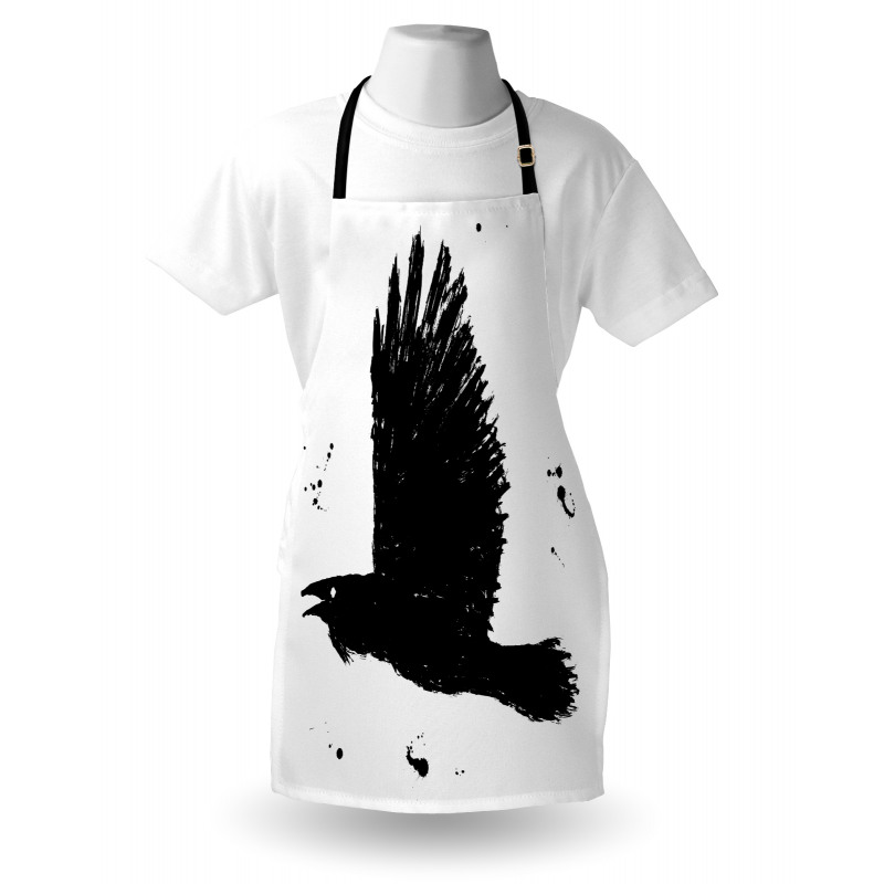 Gothic Ink Sketch Bird Apron