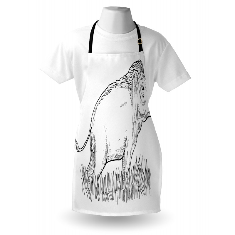 Outline Sketch Wild Boar Apron