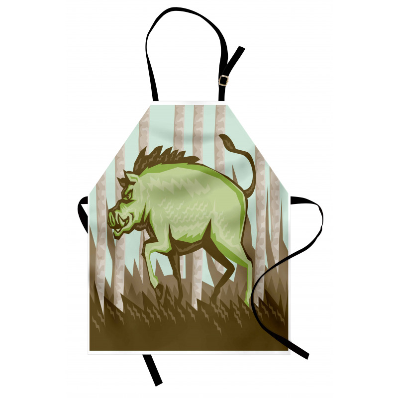 Vintage Pig Boar in Woods Apron