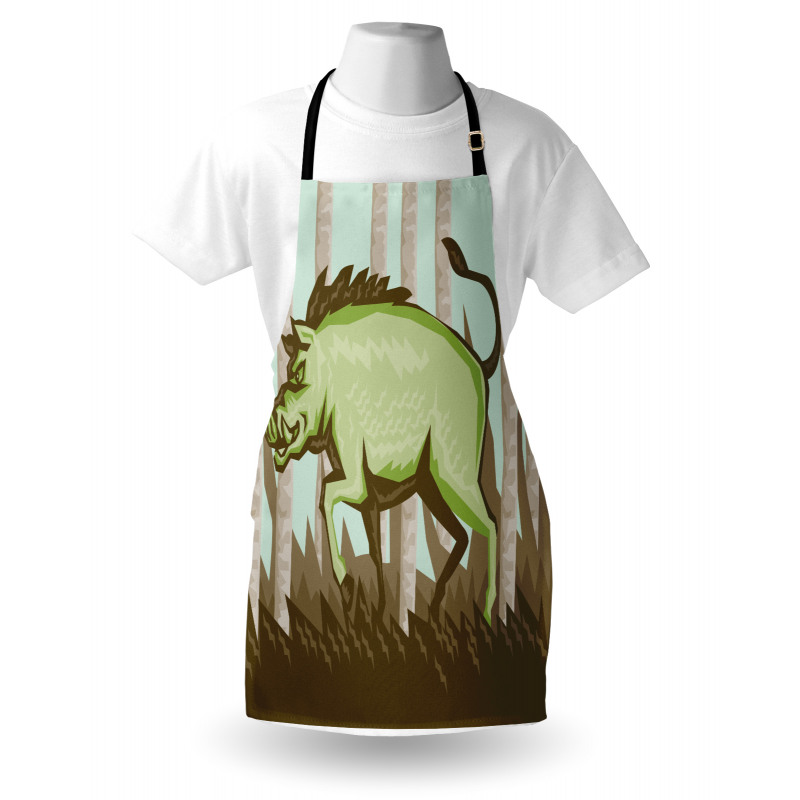 Vintage Pig Boar in Woods Apron