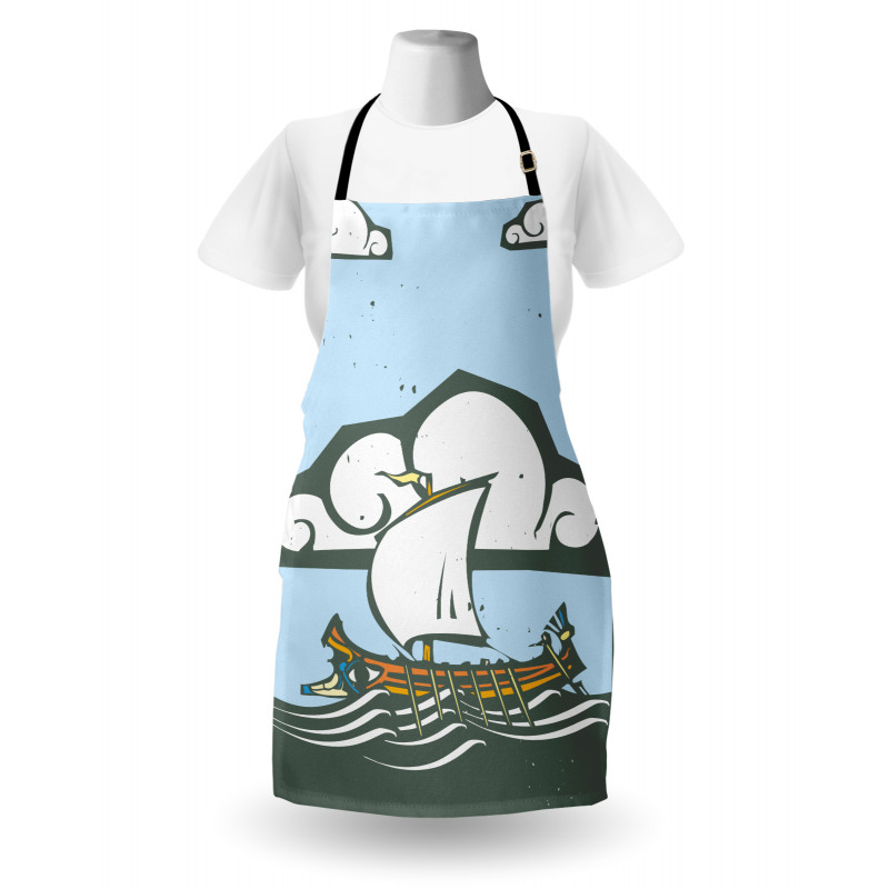 Greek Galley with Oars Sail Apron