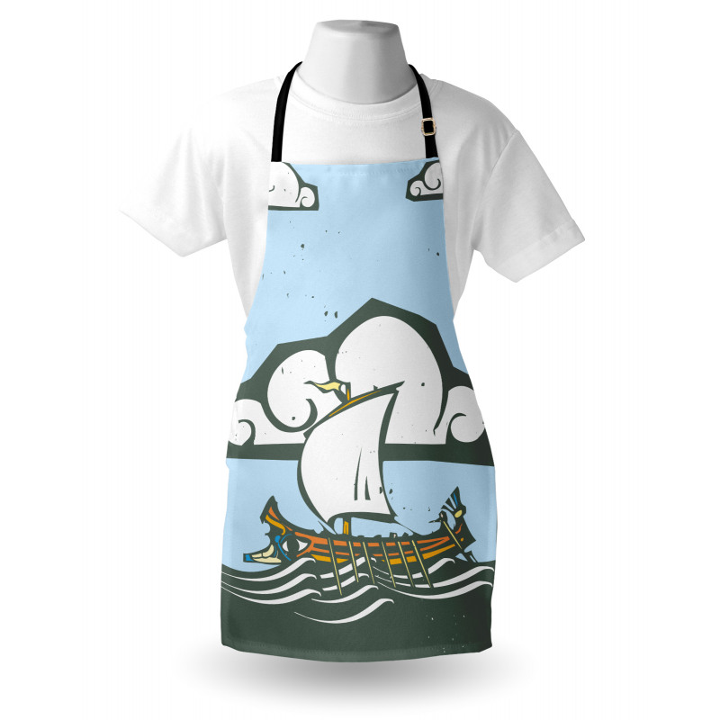 Greek Galley with Oars Sail Apron