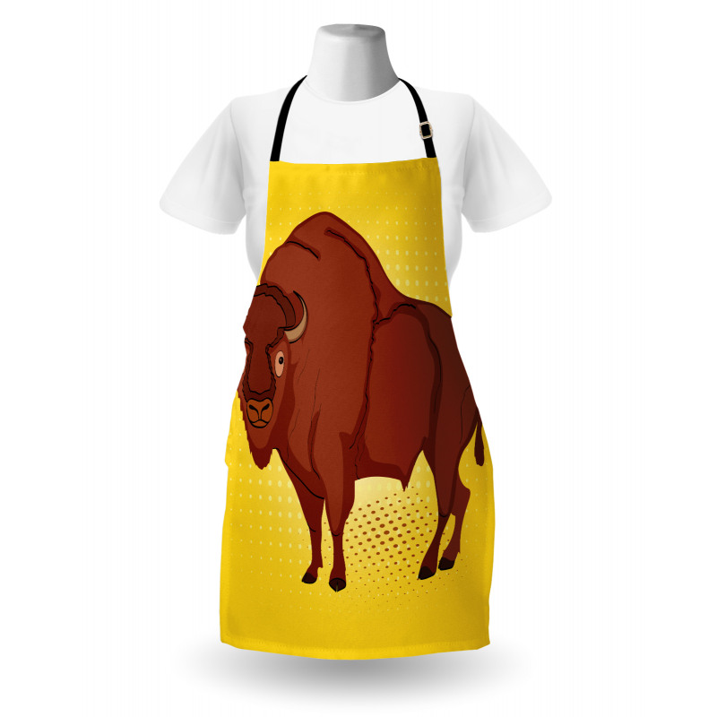 Comic Book Drawn Bison Apron