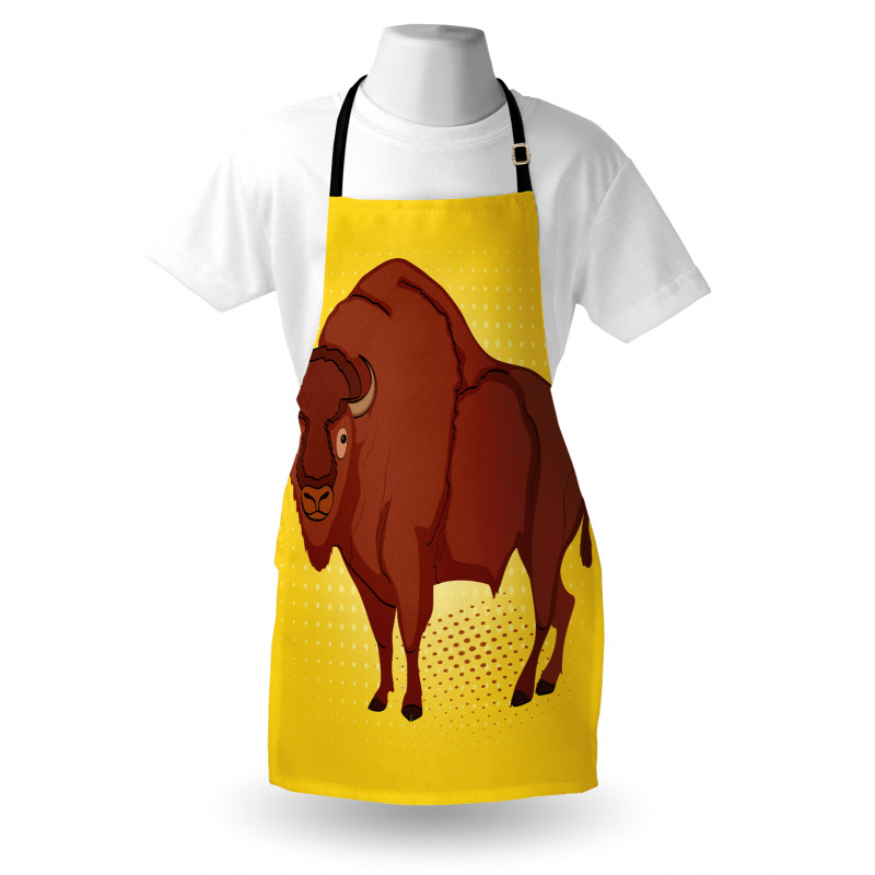 Comic Book Drawn Bison Apron