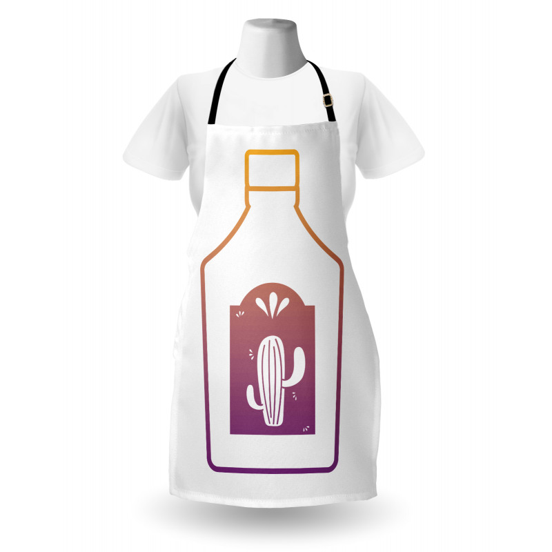 Ombre Outline Bottle Cactus Apron