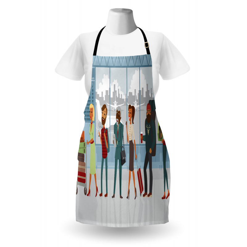 People at Line with Luggage Apron